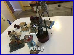 Lot Of 8 Vintage Antique Tin Toy Steam Engine Display Accessory