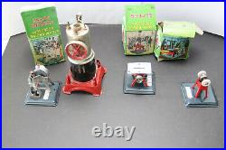 Marx Vertical Steam Engine Tin Toy with 3 operative Accessory tools 4 pc. Set