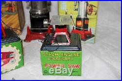 Marx Vertical Steam Engine with 3 Operative Accessories Tin Toy Made in Japan
