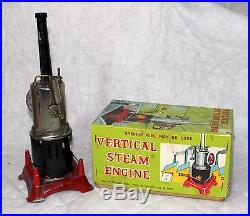 Marx Vertical Steam Engine with 3 Operative Accessories Tin Toy Made in Japan
