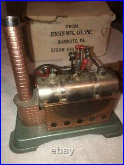 Nice Vtg 50s Jensen Live Steam Engine Model 65 with Saw And Original Box