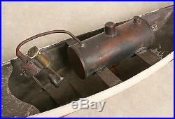 OLD TIN TOY LIVE STEAM ENGINE POWERED BOAT EARLY 1900's
