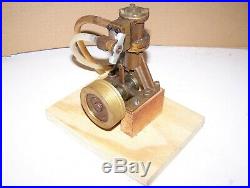 Old Brass Vertical Toy STEAM ENGINE Model Hit Miss Gas Tractor Magneto Oiler WOW