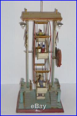 Old Carl Doll Ferris Wheel Tin Toy Carousel Steam Engine Drive Model
