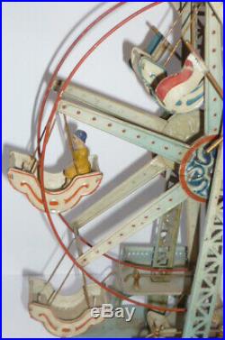 Old Carl Doll Ferris Wheel Tin Toy Carousel Steam Engine Drive Model