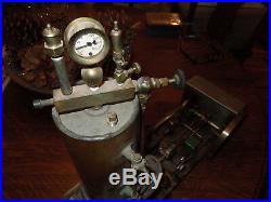 Old Steam Engine Cast Brass Copper Toy Antique Collectible Model Working Order