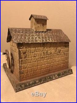RARE Antique Tin Toy Steam Engine Building House Zoo Keeper-Tiger-Animals Bear @