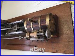 RARE Large Vintage Horizontal Steam Engine Wooden Base Beautifully Crafted
