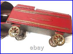 Rare Early 1900s American Metal Dayton OH Tin Toy Train Steam Engine & Coal Car