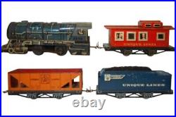 Rare Find! Unique Art Lines #1950 Electric Toy Train Engine And Cars 1949 Model