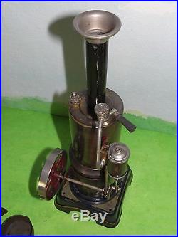 Rare antique bing vertical steam engine & box parts & paperwork collectable toy