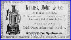 Scarce Circa 1895 Krauss, Mohr & Co. Steam Hot Air Engine