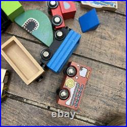 Showa Retro Wooden Magnet Railway Steam Locomotive Block Building Blocks Toy Hob