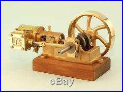 Single cylinder horizontal model steam engine spoked flywheel