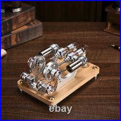 Stirling Engine 2 Cylinder Colorful Education Toy Electricity Generator Model