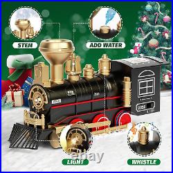 Train Set, Electric Train Toys with Steam Locomotive Engine, Cargo Car and Long Tr