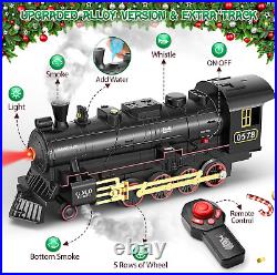 Train Set for Boys, Alloy Remote Control Train Toys WithSteam Locomotive, Cargo Ca