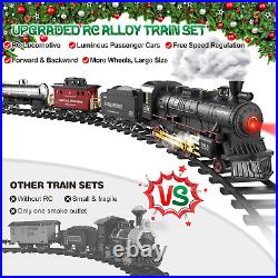Train Set for Boys, Alloy Remote Control Train Toys WithSteam Locomotive, Cargo Ca