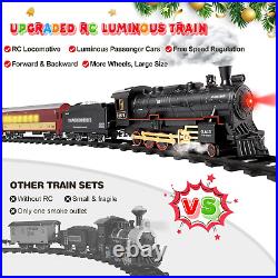 Train Set for Boys, Remote Control Christmas Train Sets WithSteam Locomotive, Light