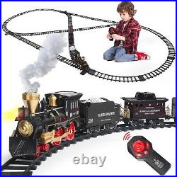 Train Set for Boys, Remote Control Train Set with Tracks, Steam Locomotive En