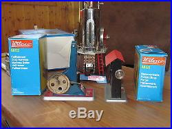 VINTAGE DAMPFMASCHINE WILESCO D45 STEAM ENGINE + D61 + D62 ACCESSORIES with BOXES
