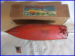 VINTAGE MISS LIBERTY SPEED BOAT TOY PRE WAR JAPAN CK TOYS LIVE STEAM ENGINE BOX