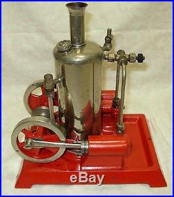 Vintage Steam Engine Toy Model Cast Iron Base Vertical Boiler