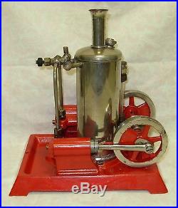 Vintage Steam Engine Toy Model Cast Iron Base Vertical Boiler