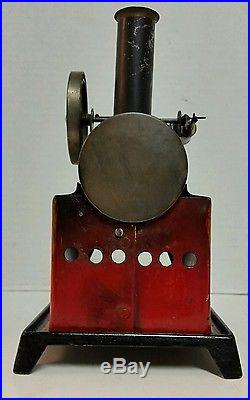 Vintage Toy Steam Engine Brass Boiler Whistle Cast Iron Base Vertical Site Glas