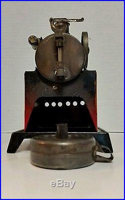 Vintage Toy Steam Engine Brass Boiler Whistle Cast Iron Base Vertical Site Glas