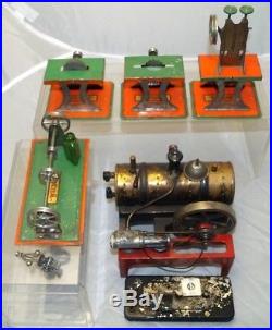 Vintage Antique 1920s 30s Weeden Steam Engine With Tin Litho Steam Toys Play Set