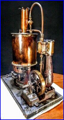 Vintage Antique Early Cast Iron Old Steam Engine & Boiler Model hit miss motor
