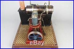 Vintage BING vertical cylinder live steam engine, tin toy prewar