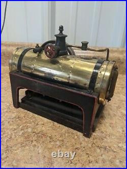 Vintage Gebruder Bing Werke BW Steam Engine Cast Iron Base Brass Needs Repaired