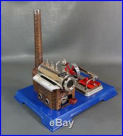 Vintage German Wilesco D8 Stationary Horizontal Live Steam Engine Model Tin Toy