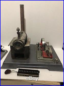 Vintage German Wilesco Live Steam Engine Toy withTransmission Line-shaft & Saw
