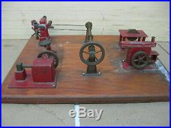 Vintage JENSEN MFG Steam Engine Toy Machine Work Shop with Power Shaft