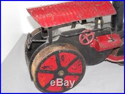 Vintage KEYSTONE Steam Engine Road Roller METAL Ride On Toy Pressed Steel RARE