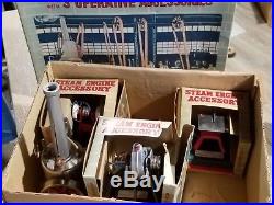 Vintage MARX Line-Mar Toy Vertical Steam Engine + 3 Machines Machine Shop