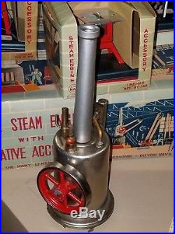 Vintage MARX Line-Mar Vertical Steam Engine + 3 Machines Unused NOS Mint in Box