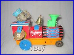 Vintage MT Trademark Elephant Steam Engine Musical Battery Litho Tin Toy Japan