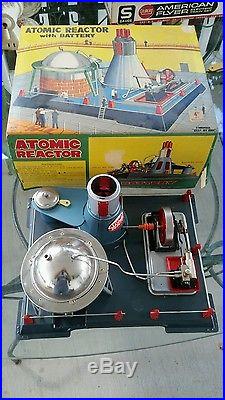 Vintage Marx Atomic Reactor Tin Toy Steam Engine 1950's Japan With Box Looks New