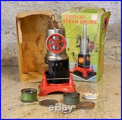 Vintage Marx Vertical Steam Engine with Buffer, Saw & Grinding Stone with Boxes