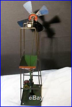 Vintage Steam Engine Toy Windmill Water Pump Accessory Mill Tin Steel Model Runs