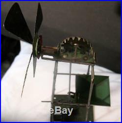 Vintage Steam Engine Toy Windmill Water Pump Accessory Mill Tin Steel Model Runs