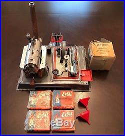 Vintage Steam Engine Wilesco Toy With Box Grinding Wheel Fuel Lot Extras Antique