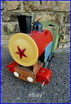 Vintage Tin Train Toy Locomotive Soviet Big 45 CM Metal Steam Loco Red Star