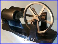 Vintage Toy Steam Engine Belt Drive Dynamo Cast Iron Base