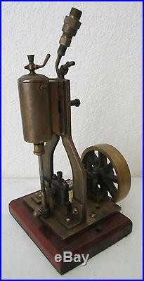 Vintage USED HEAVY BRASS Toy LIVE Steam Engine AIR Vertical UPRIGHT NO RESERVE