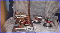 Vintage Wilesco D-10 German Toy Steam Engine + 2 working accessories SAW & GRIND